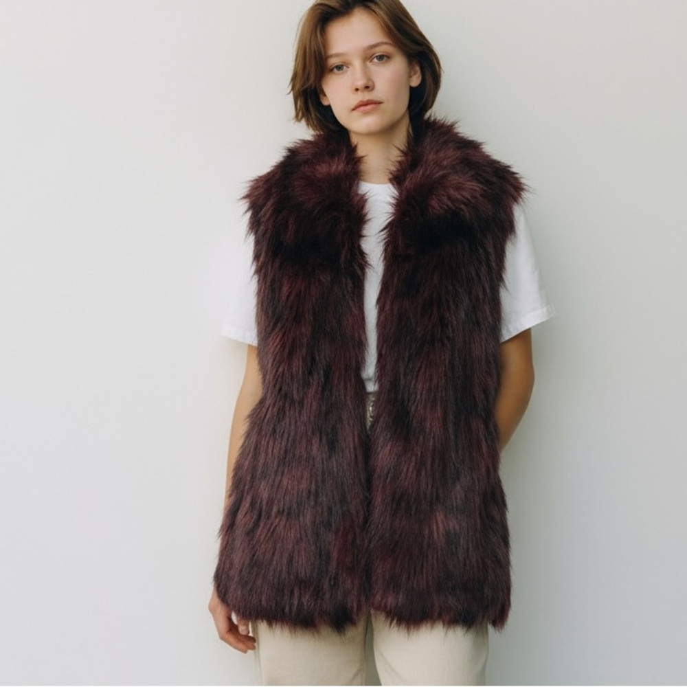 ADRIENNE LANDAU Faux Fur Vest in Purple